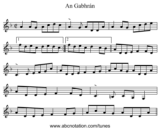 An Gabhrán - staff notation