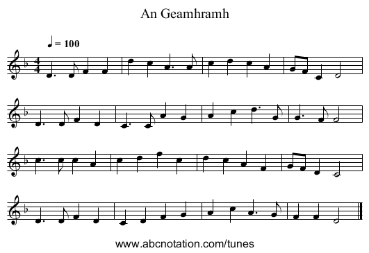 An Geamhramh - staff notation