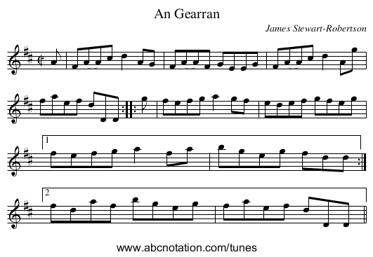 An Gearran - staff notation