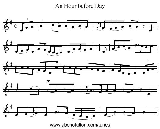 An Hour before Day - staff notation