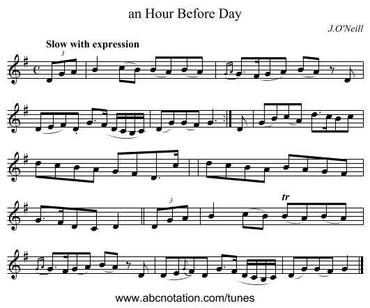 an Hour Before Day - staff notation