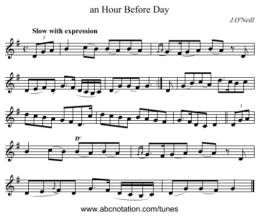 an Hour Before Day - staff notation