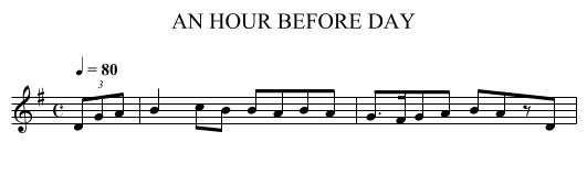 AN HOUR BEFORE DAY - staff notation