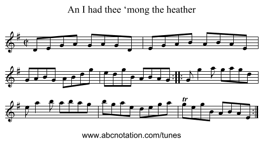 An I had thee ‘mong the heather - staff notation