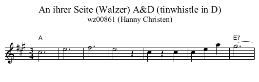 An ihrer Seite (Walzer) A&D (tinwhistle in D) - staff notation