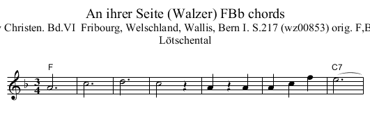 An ihrer Seite (Walzer) FBb chords - staff notation
