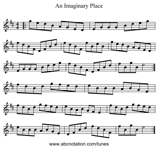 An Imaginary Place - staff notation