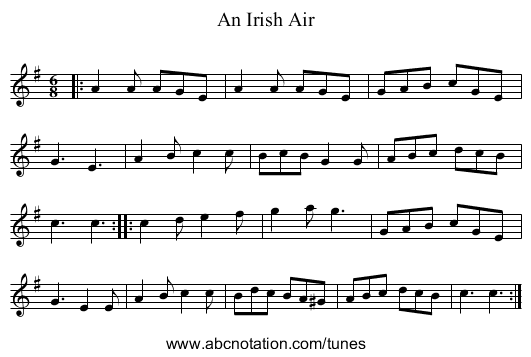An Irish Air - staff notation