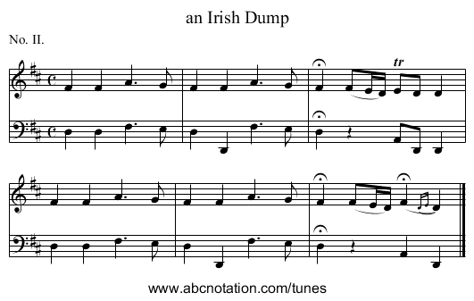 an Irish Dump - staff notation