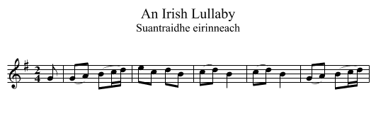 An Irish Lullaby - staff notation