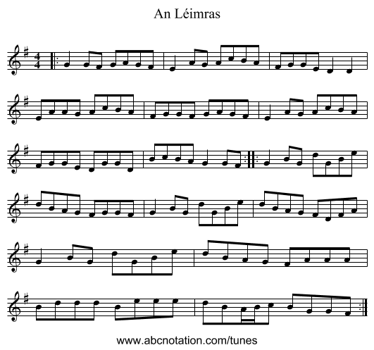 An Léimras - staff notation