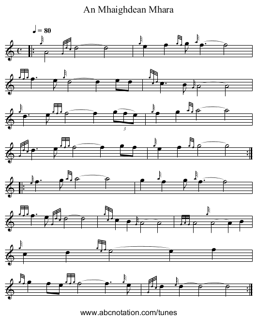 An Mhaighdean Mhara - staff notation