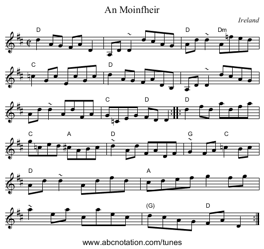 An Moinfheir - staff notation