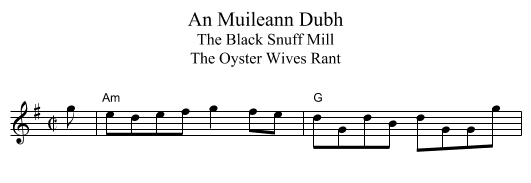 An Muileann Dubh - staff notation