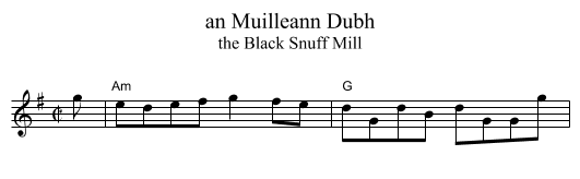 an Muilleann Dubh - staff notation