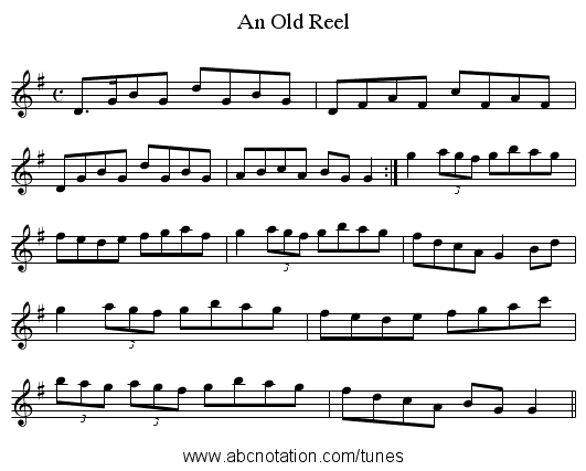 An Old Reel - staff notation