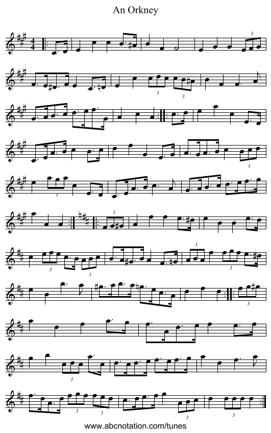 An Orkney - staff notation