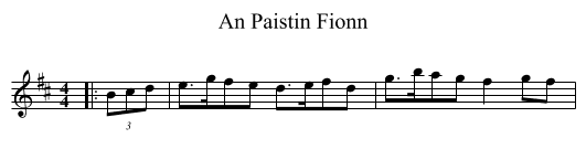 An Paistin Fionn - staff notation