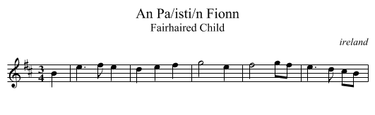 An Pa/isti/n Fionn - staff notation
