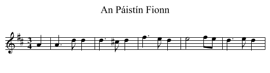 An P&aacute;ist&iacute;n Fionn - staff notation