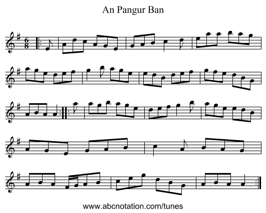 An Pangur Ban - staff notation