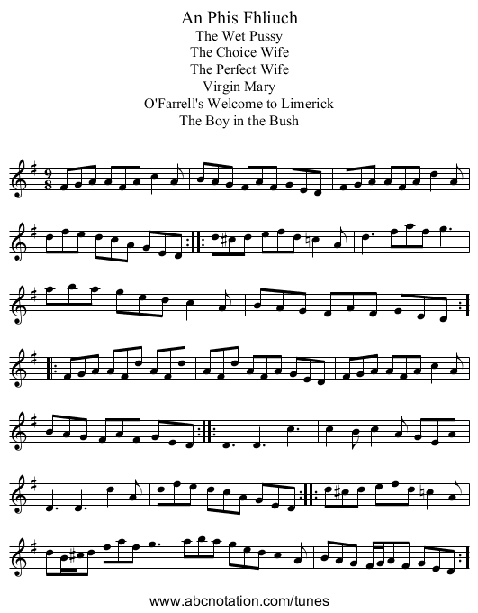 An Phis Fhliuch - staff notation