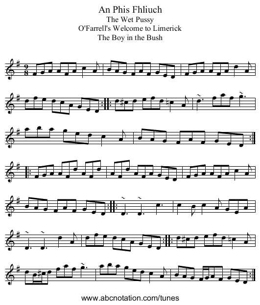 An Phis Fhliuch - staff notation