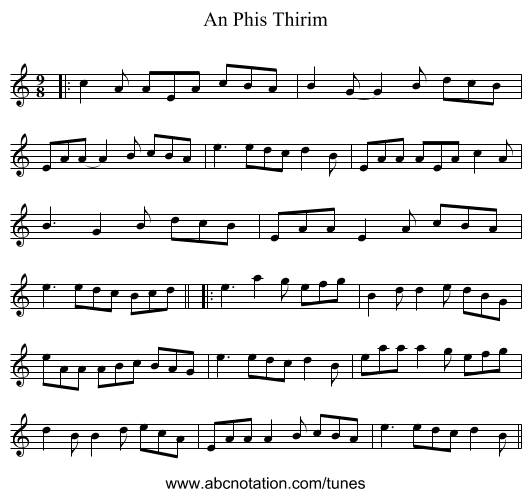 An Phis Thirim - staff notation