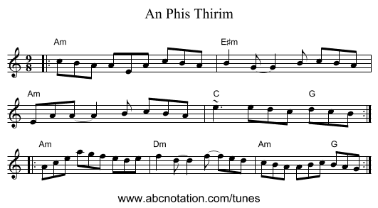 An Phis Thirim - staff notation
