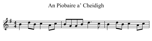 An Piobaire a’ Cheidigh - staff notation