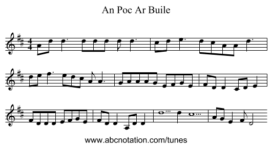 An Poc Ar Buile - staff notation
