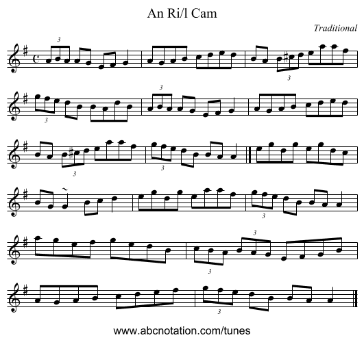 An Ri/l Cam - staff notation