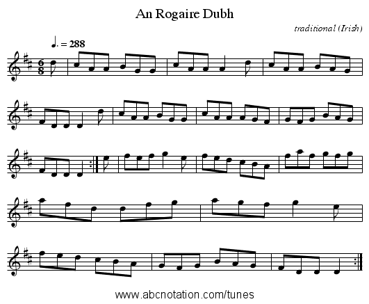 An Rogaire Dubh - staff notation
