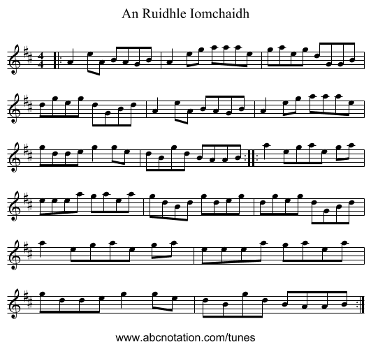 An Ruidhle Iomchaidh - staff notation