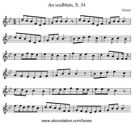 An sealbhán, S. 34 - staff notation