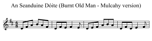 An Seanduine Dóite (Burnt Old Man - Mulcahy version) - staff notation