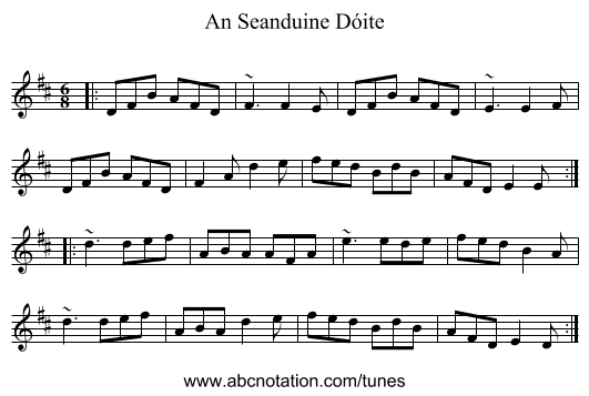 An Seanduine Dóite - staff notation