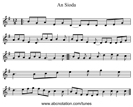 An Sioda - staff notation