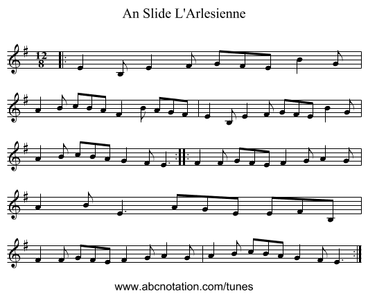 An Slide L'Arlesienne - staff notation