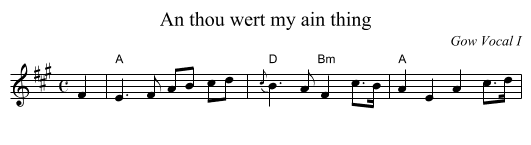 An thou wert my ain thing - staff notation