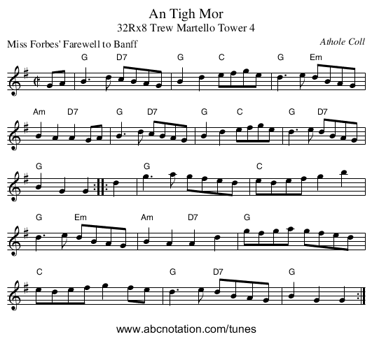 An Tigh Mor - staff notation