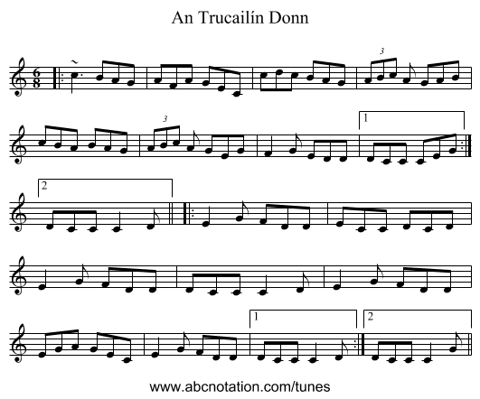 An Trucailín Donn - staff notation