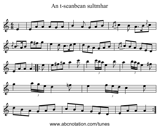 An t-seanbean sultmhar - staff notation