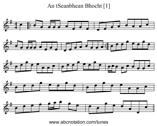 An tSeanbhean Bhocht [1] - staff notation