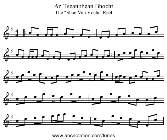 An Tseanbhean Bhocht - staff notation