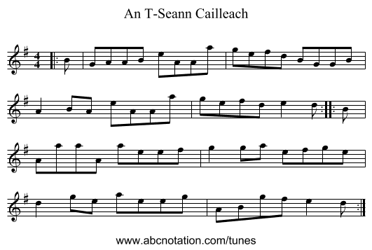 An T-Seann Cailleach - staff notation