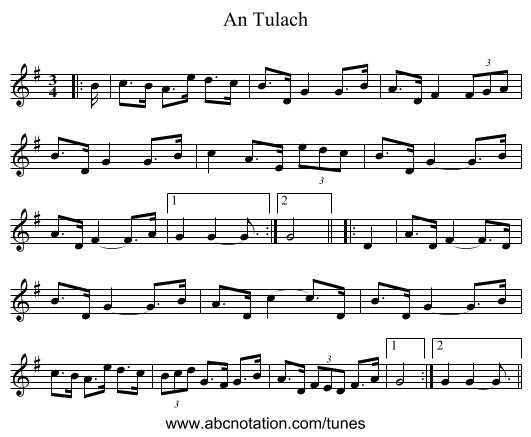 An Tulach - staff notation