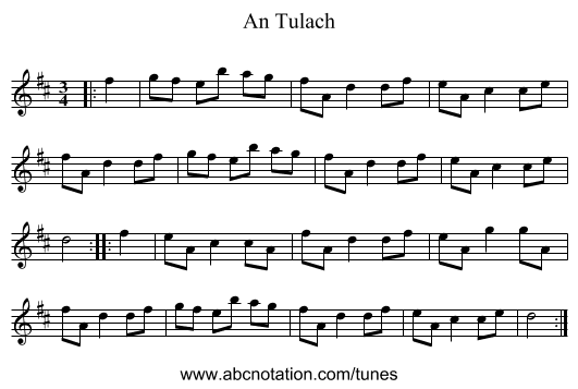 An Tulach - staff notation