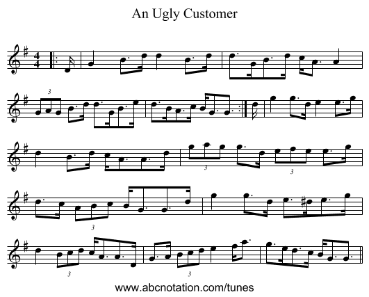 An Ugly Customer - staff notation