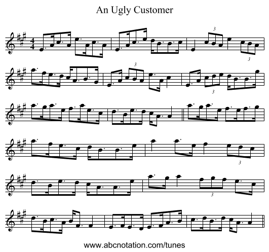An Ugly Customer - staff notation